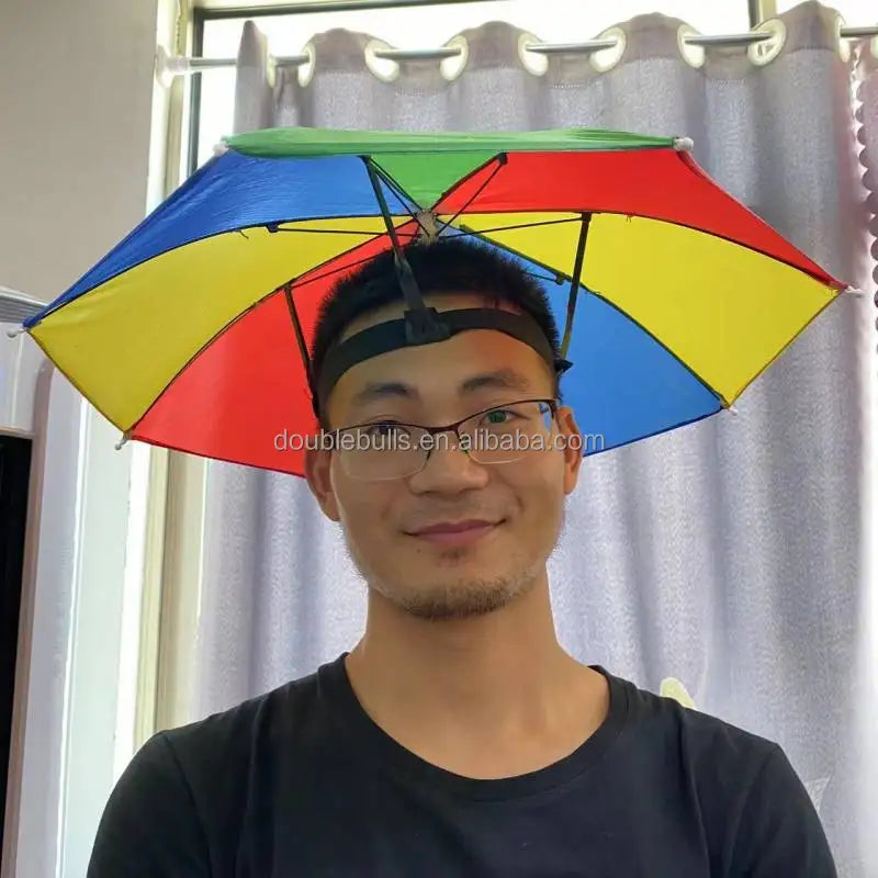 Wholesale Outdoor Lightweight Sunny Umbrella Hat Umbrella Head Wearing Elastic Belt Umbrella