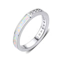 Fine Jewelry S925 Sterling Silver Rhodium Plated 3A Cubic Zircon White Opal Wedding Ring