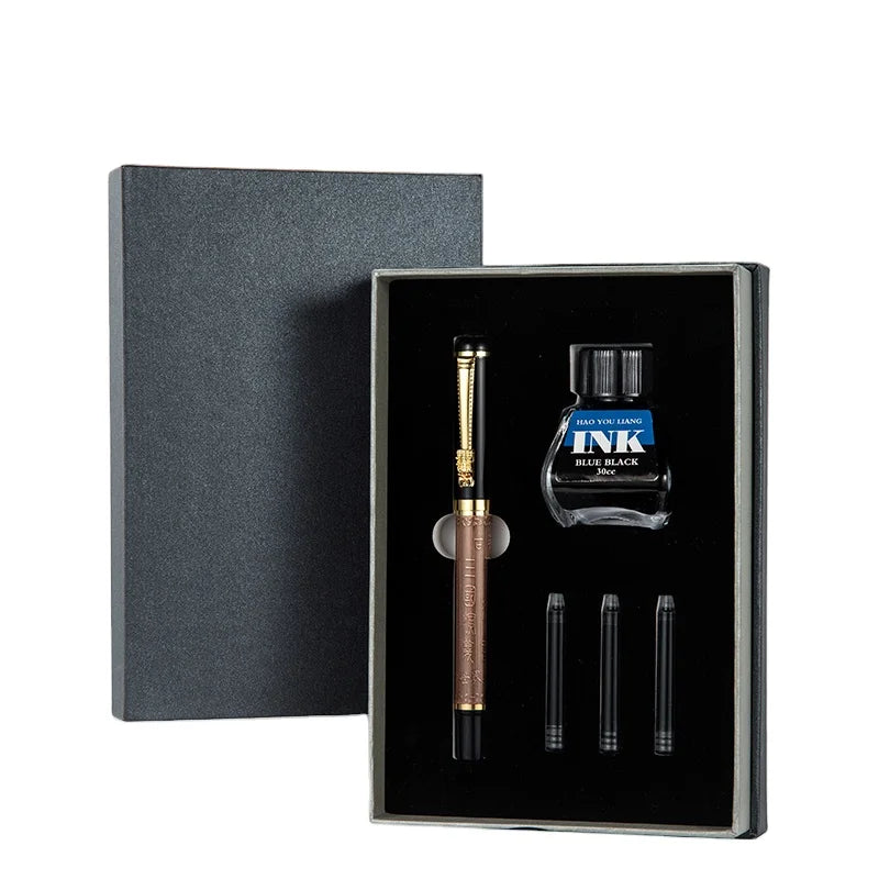 Exquisite Gift Pen Set Personalized Metal Luxury Fountain Pen Set with Ink for Souvenir Graduate Christmas Guest Gifts