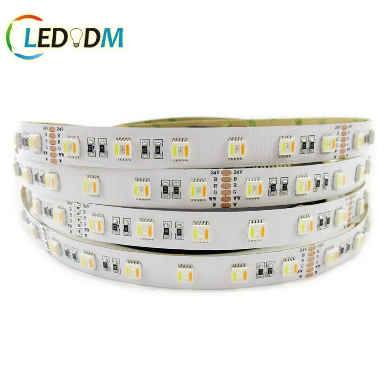 Indoor Outdoor Waterproof 5 In1 SMD 5050 RGBWW  RGB+CCT 12v 24v Flexible Led Strip Lights
