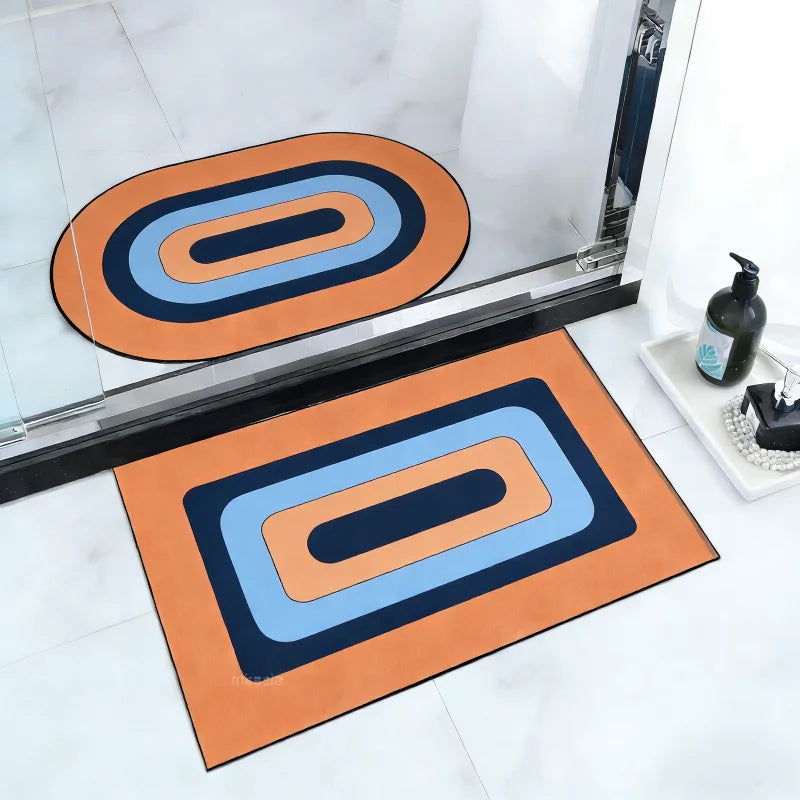 Elegant Washable Eco-Friendly Cartoon Pattern Water Absorbent Rubber Non Slip Bath Mats Bathroom Rug Set
