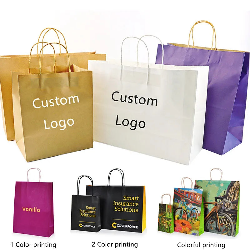 Custom Made Fast Food Take Away Clothes Packaging Kraft Paper Bag Recycled Biodegradable Retail Grocery Shopping Luxury Candle