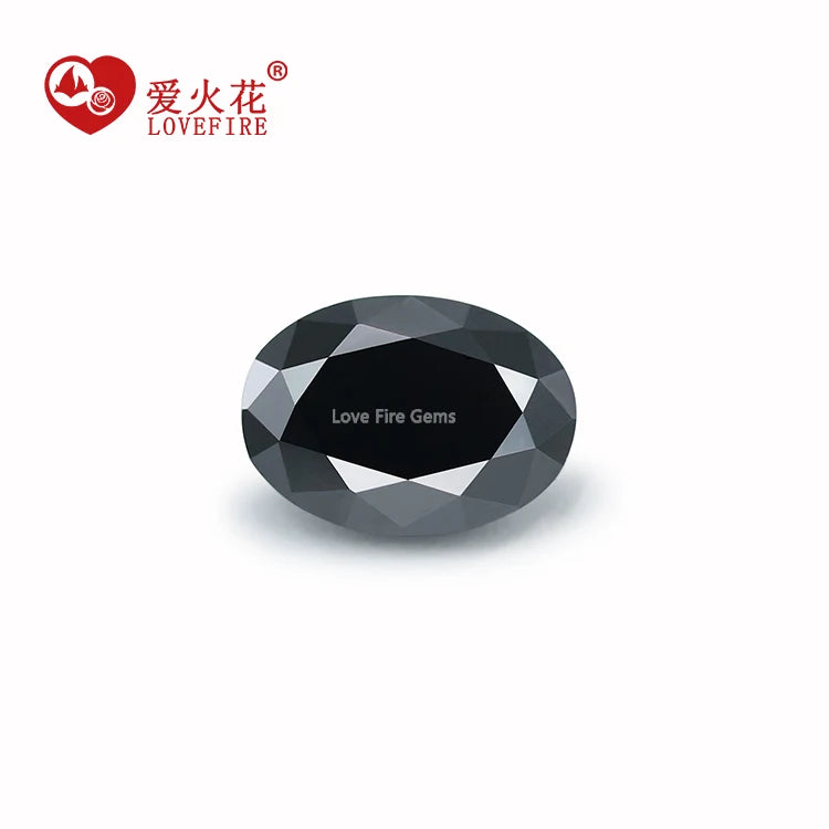 GRA Certificate Loose Synthetic Lab Grown Moissanite Stone Black Color Oval Cut Moissanite