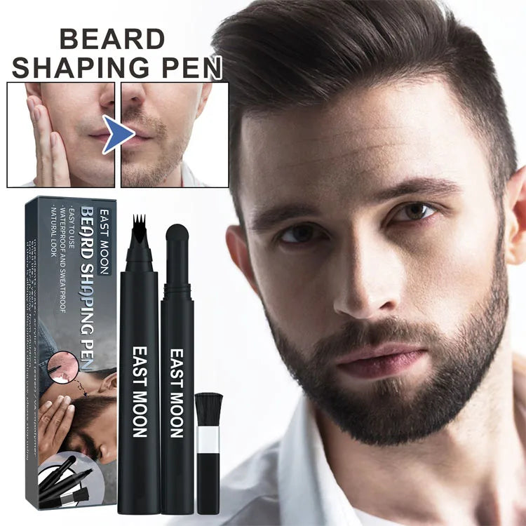 East Moon New Product WaterProof Long Lasting  Beard Enhancement Brush and Hairline Filler Kit Mens Beard Pencil Filler Pen