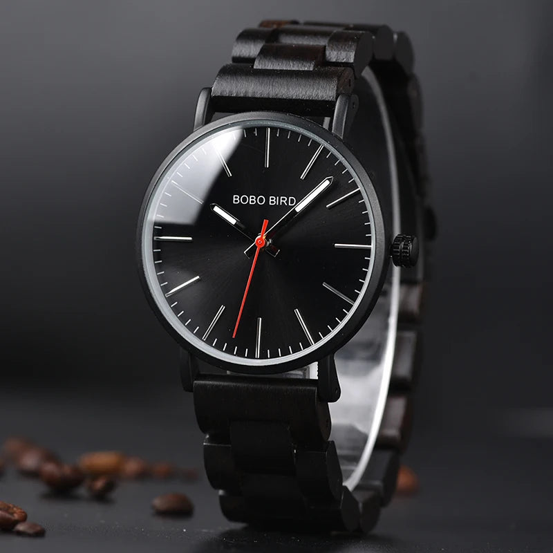 Luxury Sport Fashion Analog Water Resistant Wooden Men's Watch with Quartz Movement