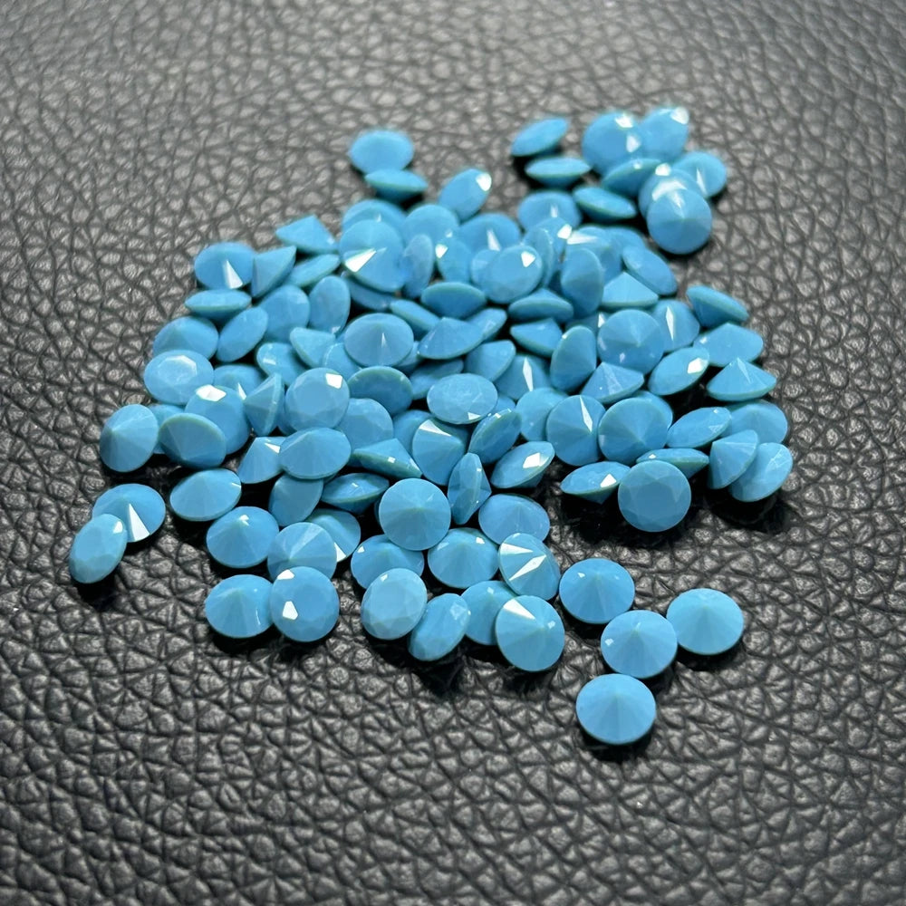 Round Marquise Oval High Temperature Resistance Synthetic Nano Blue Turquoise Gemstone