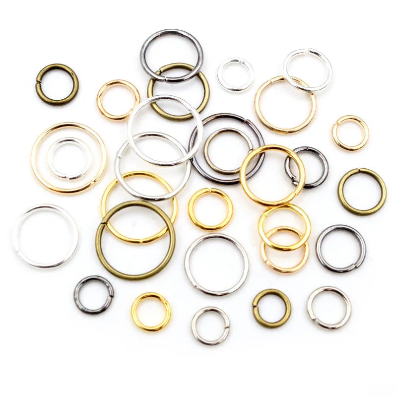 200pcs 1.0mm Thick 6/7/8/10/12 mm Jump Rings Split Rings Connectors for Diy Jewelry Finding Making Accessories Supplies