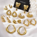 Fashion Luxury Custom Statement 18k Gold Plated Stainless Steel Bowknot Heart Stud Hoop Earrings Women