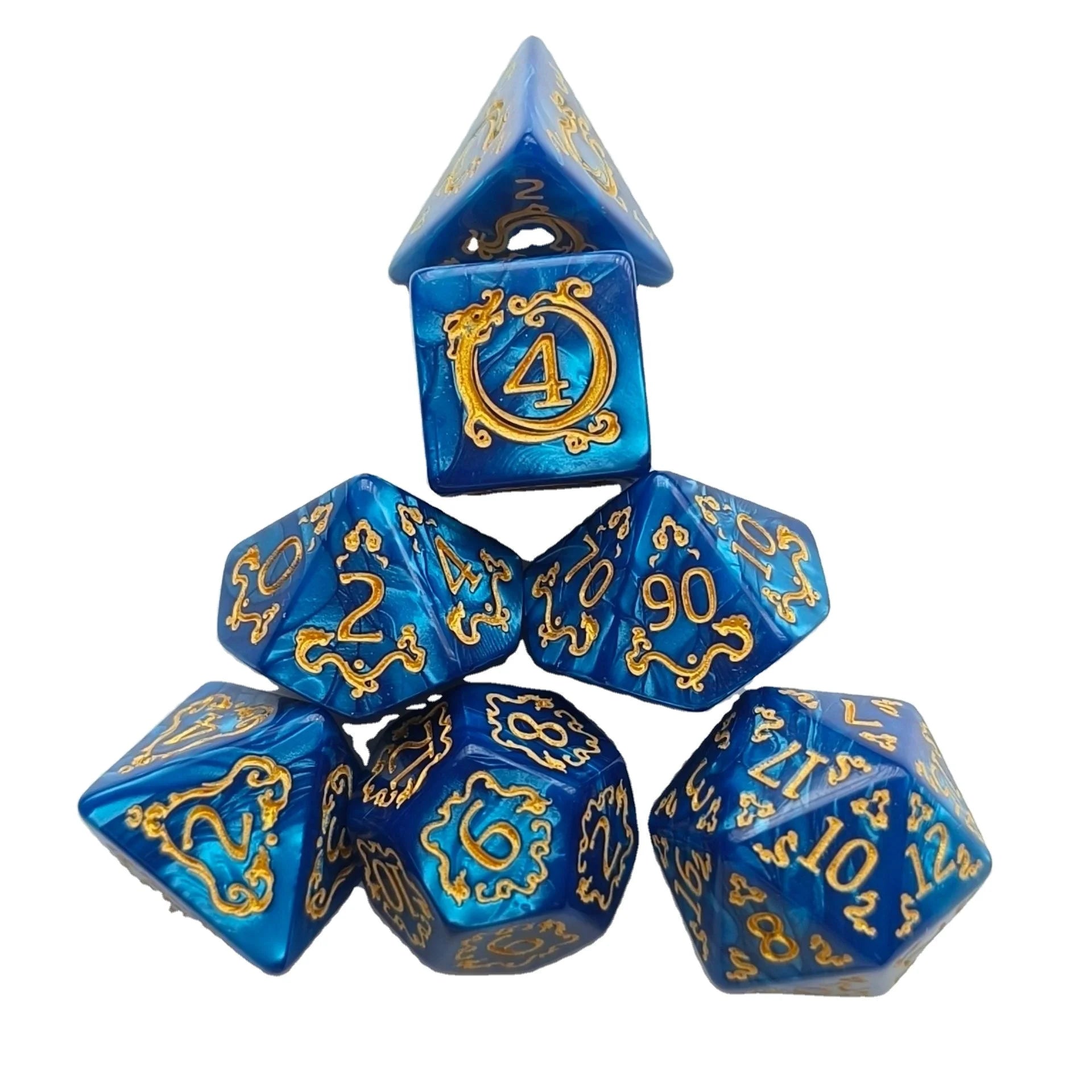 New Design Loong Series  Acrylic  Bulk Dice 7pcs Per Set Dice Gaming Polyhedral 20 Sided Faces DND D&d  Plastic Dice Sets