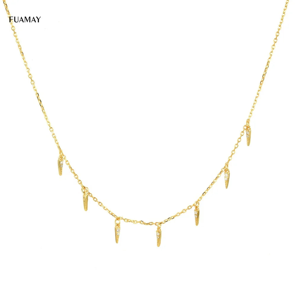 FUAMAY Freshwater Pearl Spike Charm Necklace 925 Sterling Silver Link Chain for Wedding Gift Jewelry Making