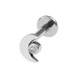 Evorte Implant Grade ASTM F136 Titanium Cartilage Earrings Zircon Bezel Set Crescent Moon Labret Piercing Stud Silver Jewelry