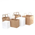 Custom Logo Kraft Paper Bag White and Brown with Handles for Food Promotions-for Gift Craft Shopping As Requested Size