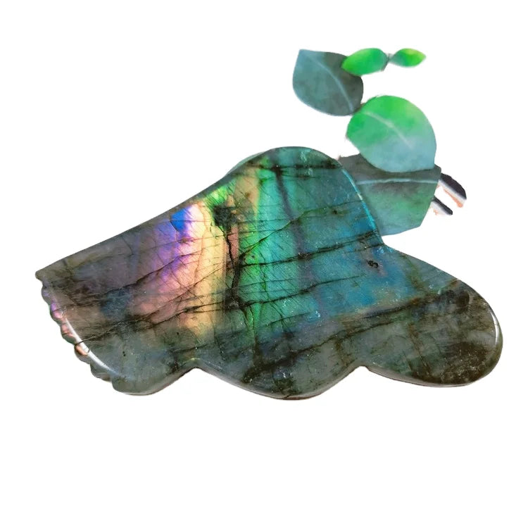 DIY Natural Blue Light Labradorite Gua Sha Jade Stone Guasha Board Plate Scraping Labradorite Gua Sha Massage Tool