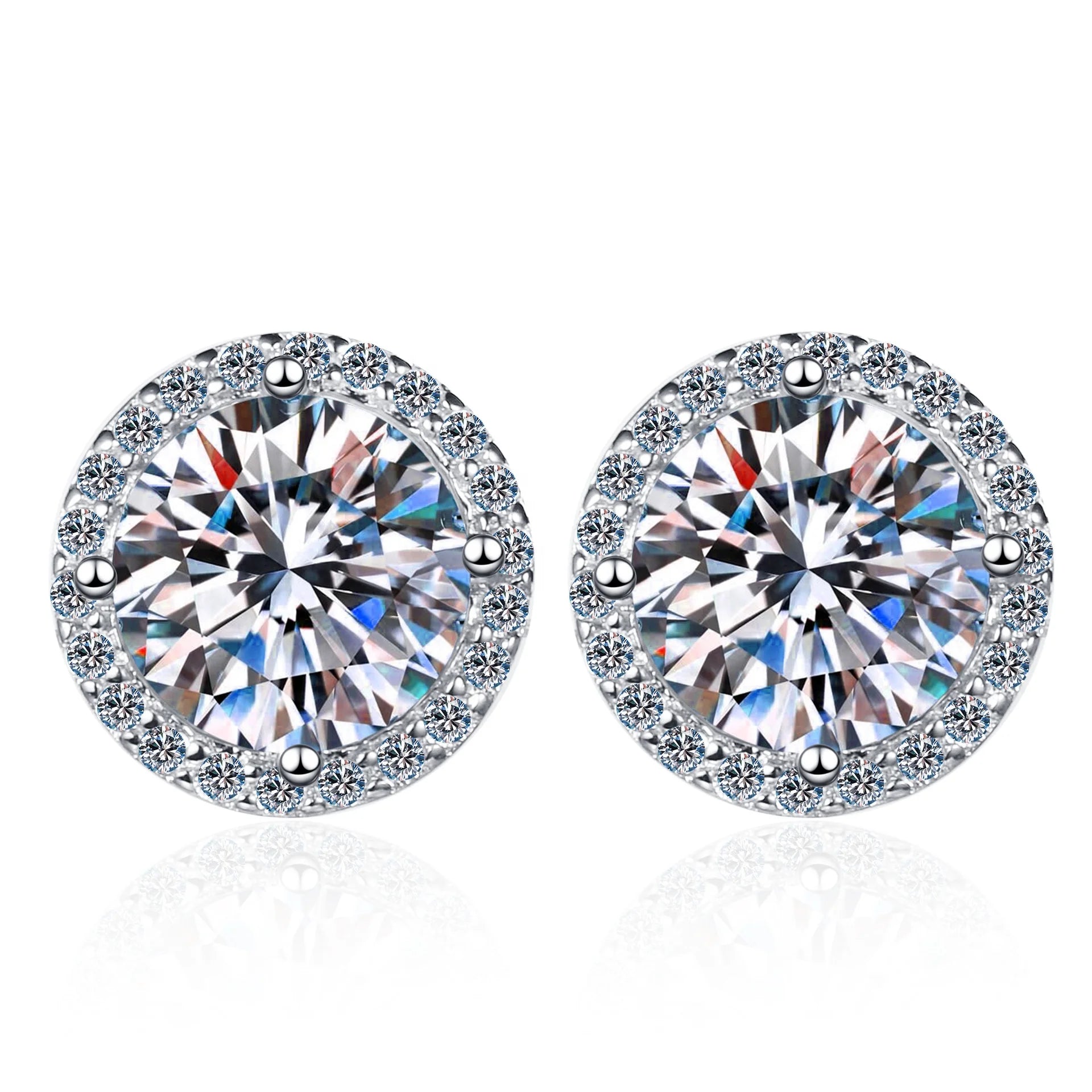 Dreamshow Moissanite Jewelry 925 Sterling Silver Moissanite Stud Earring Engagement Moissanite Diamond Earring