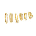 French Retro Niche Women Fashion Geometric Big Hoop Suit Earrings Diamond Luxury Brass Gold Plated Zircon Round Earrings Set