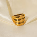 New Fashion Wholesale Custom Waterproof 18K Gold Plated Stainless Steel Rings Chunky Three Layer Ring for Women Jewelry