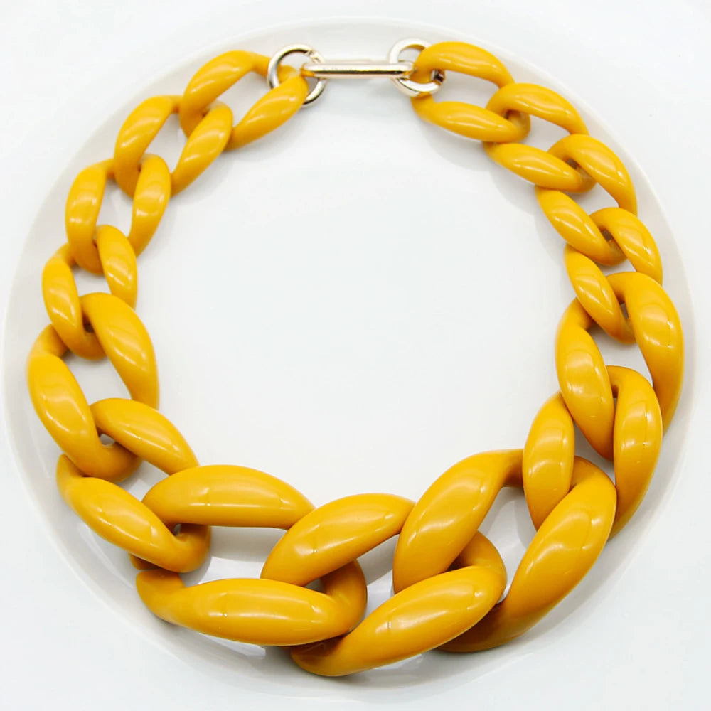 Wholesale Large Link Long Collar Pendant Necklace Fashion Colored Acrylic Big Chunky Chain Choker Necklace Women Jewelry FS