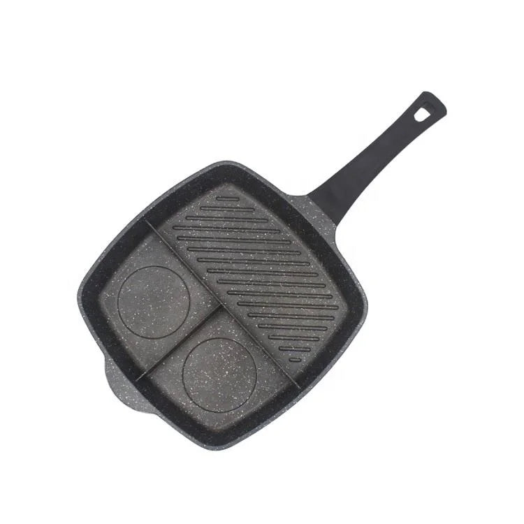 Three Section Copper Color Breakfast Pan With Non Stick Coating for Kitchen
