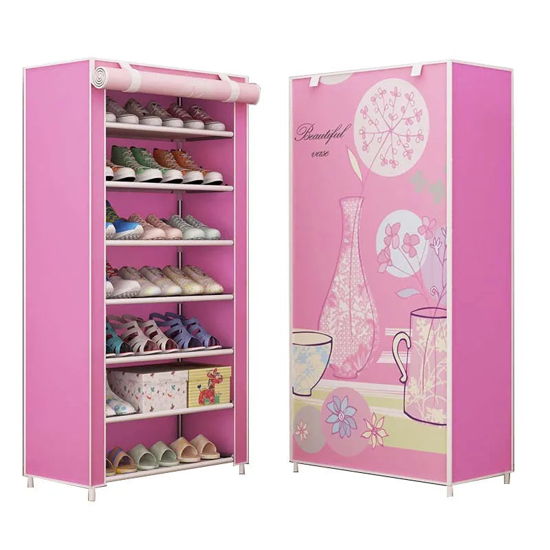 4-Tier Shoe Rack Storage Organizer Narrow Depth Shoes Cabinet for Home Furniture General Use in Living Room or Bedroom