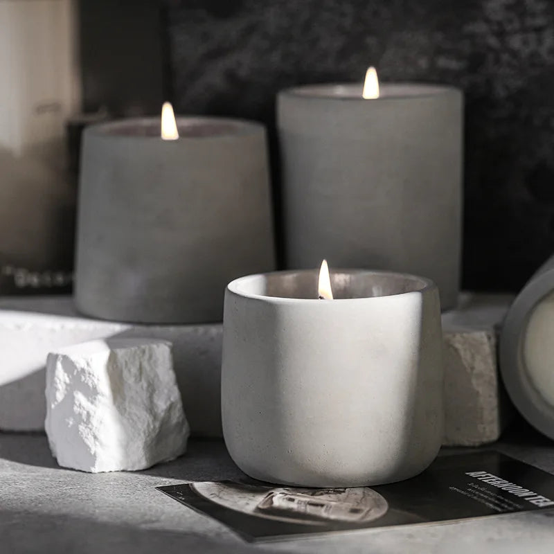 Cement Candle Cup Aromatherapy Wax Cup Jar Soybean Lid Customizable Logo