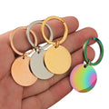 Custom Logo Name Blank Metal Key Chains Stainless Steel Engrave Laser Key Ring Round Disc Tags Blanks Rose Gold Rainbow Keychain
