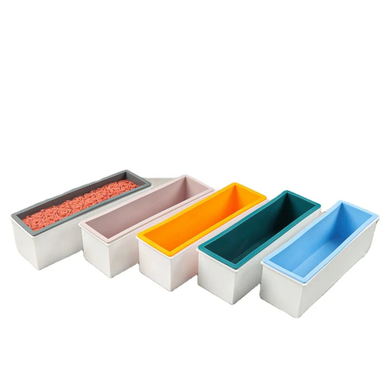 DIY  Durable  Rectangular Soap Making  Mold Tools Silicone Loaf Soap Mold with  Plastic Base  for 1200g Soap