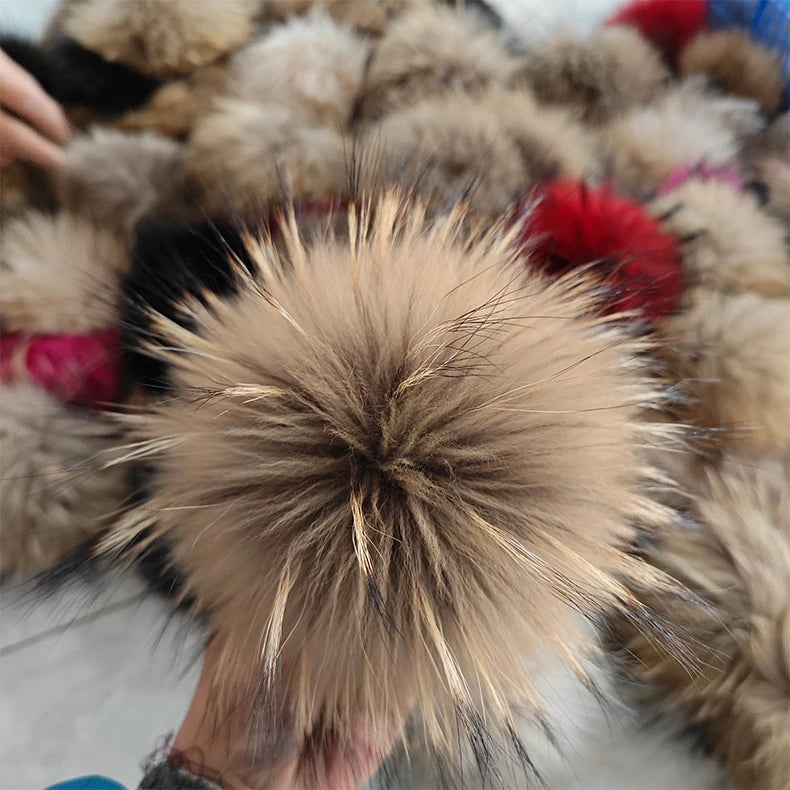 Fluffy Raccoon Fur Pompom Raccoon Fur Ball Snap Faux Fur Pom Pom for Hats