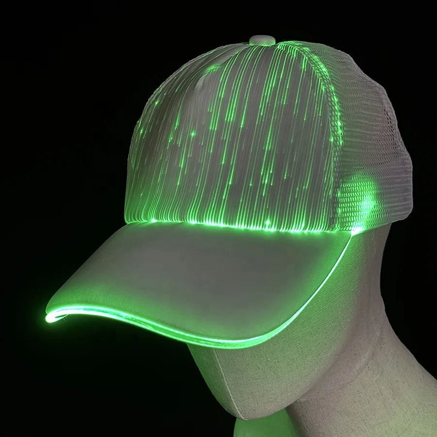 Hot Sale USB Rechargeable RGB Color Flashing Fiber Optic EL Luminous LED Light Baseball Cap for Club Concert Christmas Festival