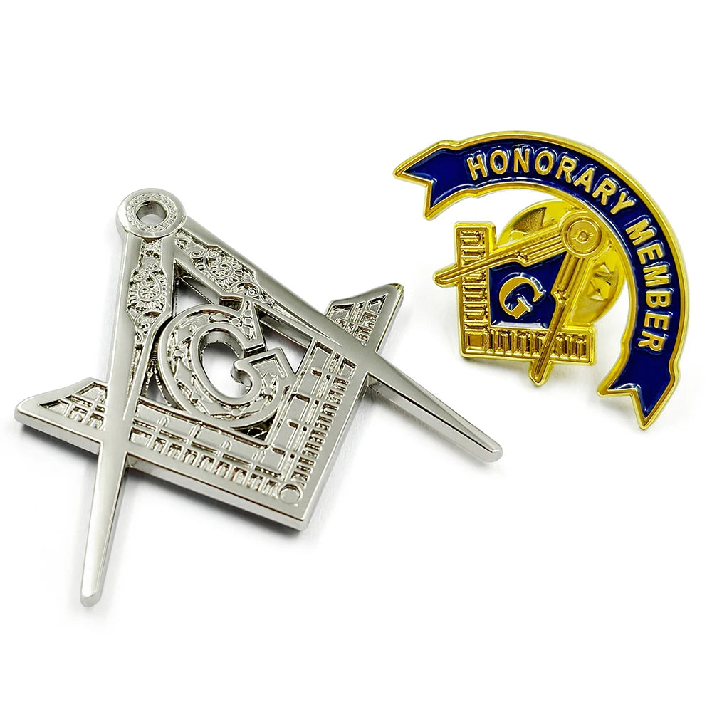 Hot Sale Custom Gold Antique Plated Club Masonic Badge Freemason Regalia Enamel for Money Clip Metal Craft