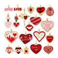 Fashion Red Love Heart Charm Victorian Charm PendantReal 18K Gold Plated Necklace Bracelet Jewelry Findings Making Supply S47