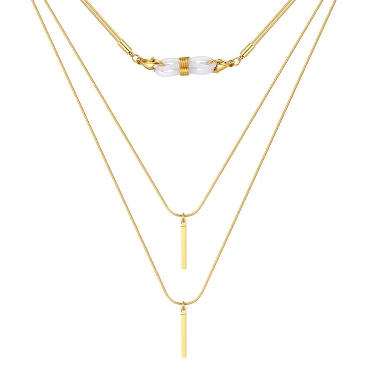 18K Gold Plated Stainless Steel Jewelry Snake Chain FaceMask Necklace Glasses Accessories Necklace P213218