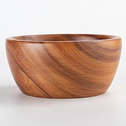 6" X 3" Individual Wood Serving Bowls for Fruits Cereal or Soup - Handmade  Acacia Wooden Salad Bowls