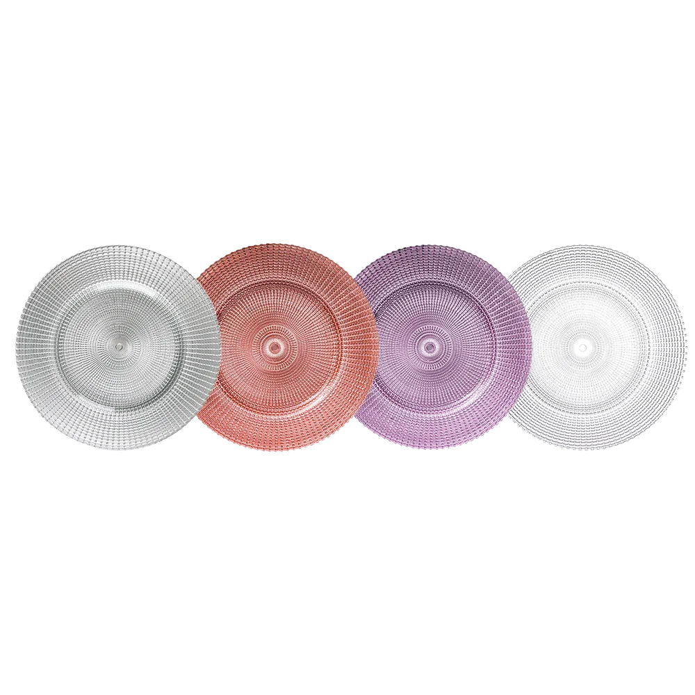 European Style 13" Round Glass Fruit Plate Wedding Hotel Flat Cushion Plate Glass Chargers