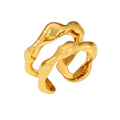 New  Design Wholesale Fashion  Jewelry Ring  High Quality Women 18K Gold Plated Luxury Irregular Geometric Lines Copper Ring