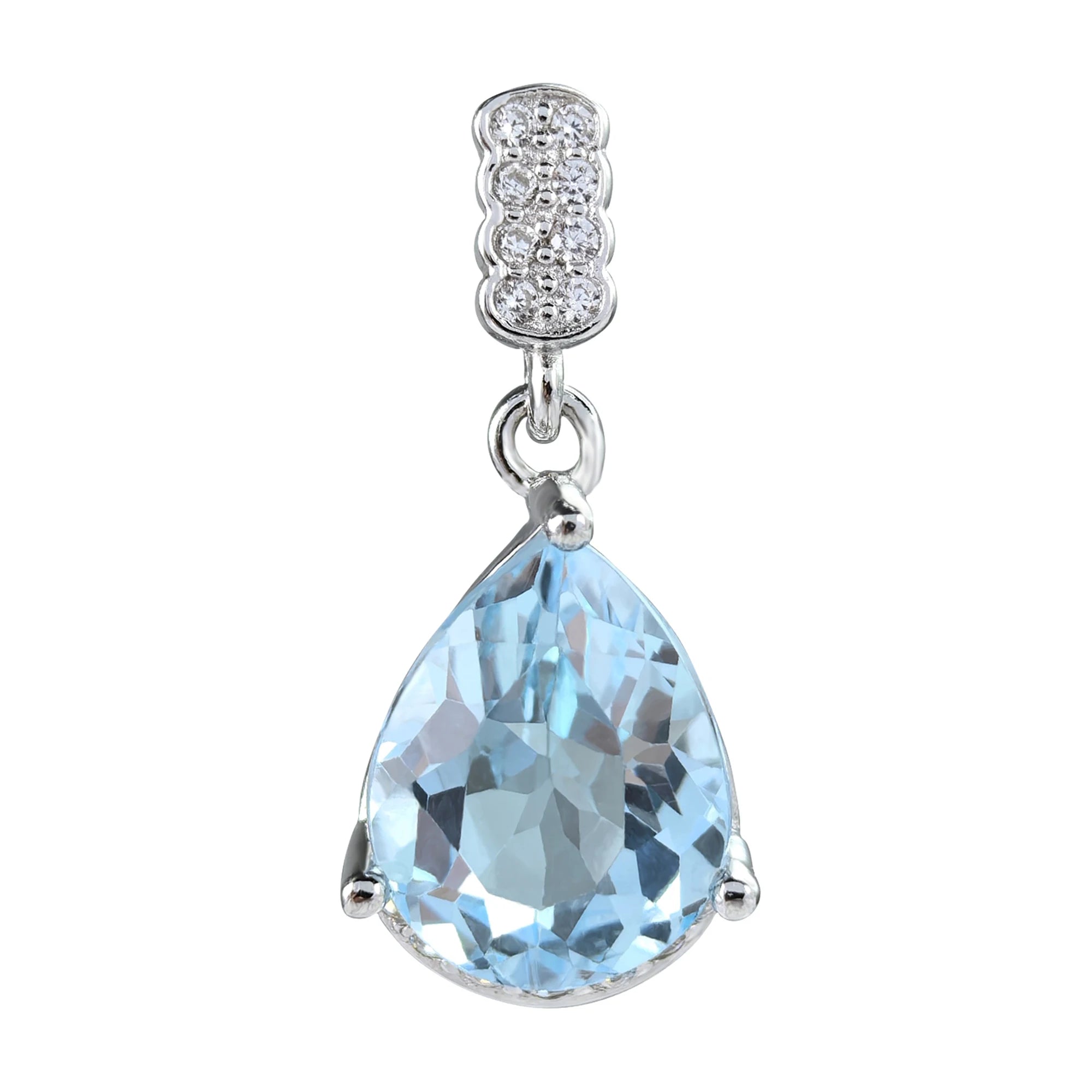 Exquisite Rhodium Plated Silver 925 Jewelry Natural Sky Blue Topaz Pendant for Women Birthday Gift