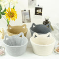 MSH Korean Style Cat Ear Trinket Design Cotton Rope Basket Decorative Storage for Jewelry & Coins