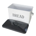 White Color Farmhouse Bread Box with Black Lid for Kitchen Counter Large Size Big Bread Bin