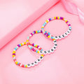OEM Custom Logo Seed Bead Colorful Bracelets Lovely Lucky Letter Smile Bracelet Jewelry Handmade Bracelet for Women Girls Kids