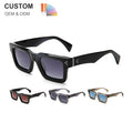 Premium Quality Men's Retro Sunglasses Square Metal Acetate Frame Retro Rivet Thick Frame TAC Lens Polarized Sun Glasses