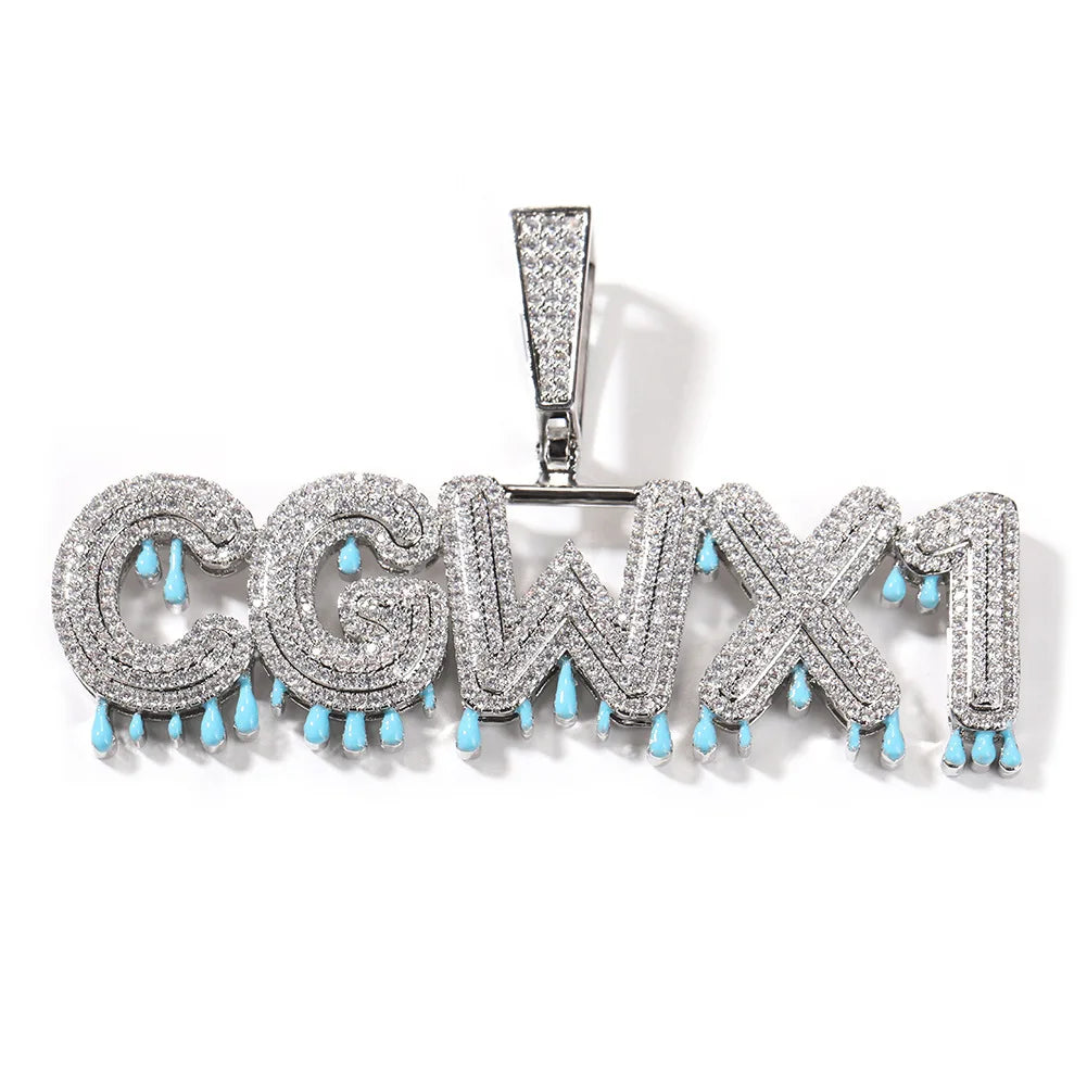 Hip Hop Fashion Luminous Custom Name Pendant Chain with Diamond Iced Out Chain with Custom Letter Jewelry Pendant Men Women