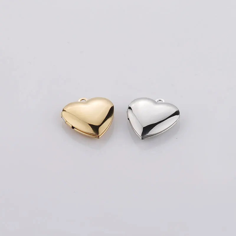 Can Open Photo Frame Blank Locket Pendant DIY Stainless Steel 18K Gold 20*22mm Gift Cute CHRISTIAN Heart 3g Charms 30 Children's