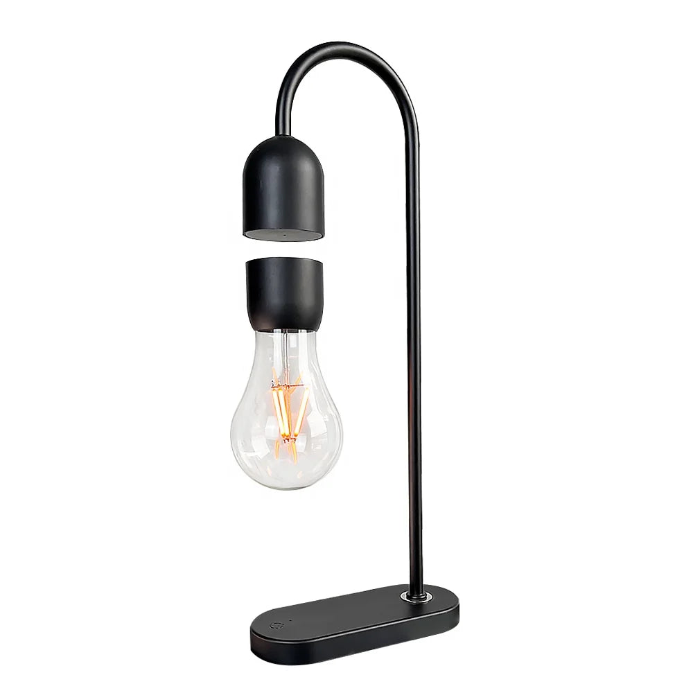 Modern Design Light Bulb Magnetic Levitating Lamp Table Fashionable Home Decorative Floating Wood Table Lamp Mood Lighting