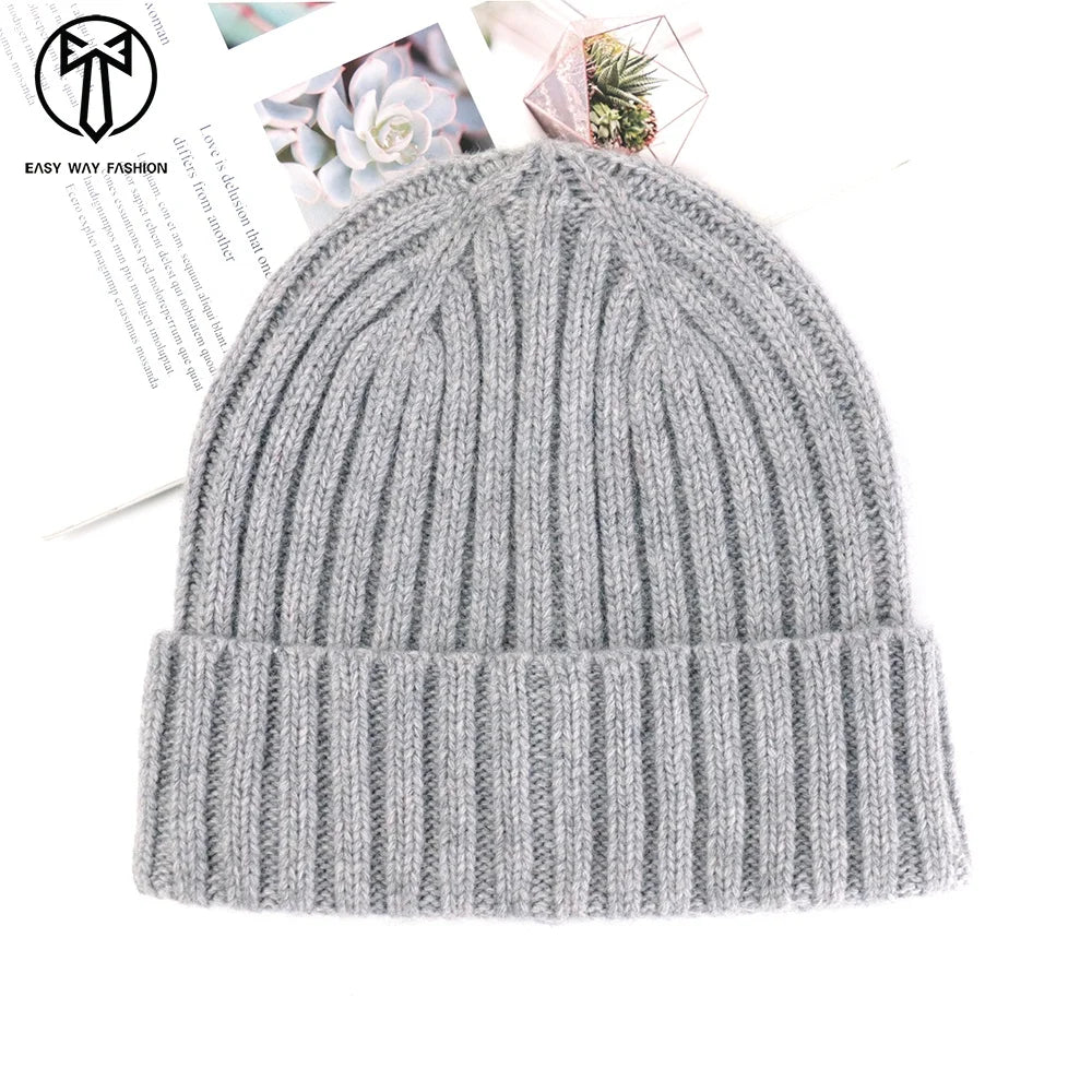 New Knitted Beanies Soft Hats Solid Color Handmade Knitted Wool Hat Fluffy Beanie Soft Cozy Warm Winter Hat