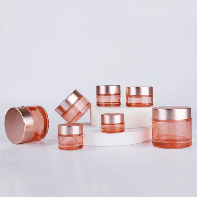 Beauty Daily Skincare Cosmetic Packaging 20g 30g 50g Empty Face Care Matte Rose Gold pink Glass Cream Cosmetic Jars