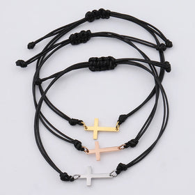 Hot Sale Knitting Handmade Diy Accessories Non Tarnish Stainless Steel Bracelet Silver Gold Mirror Cross Bracelet to My Son
