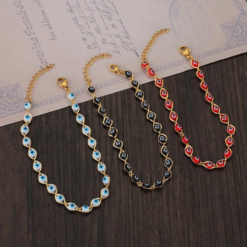 European Retro Style Stainless Steel Evil Eyes s Glass Beads Turkish Blue Eye Adjustable s
