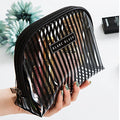 European and American New Fashion Shell Stripe Shape Waterproof Clear PVC Portable Makeup Cosmetic Pouch Bag for Travel