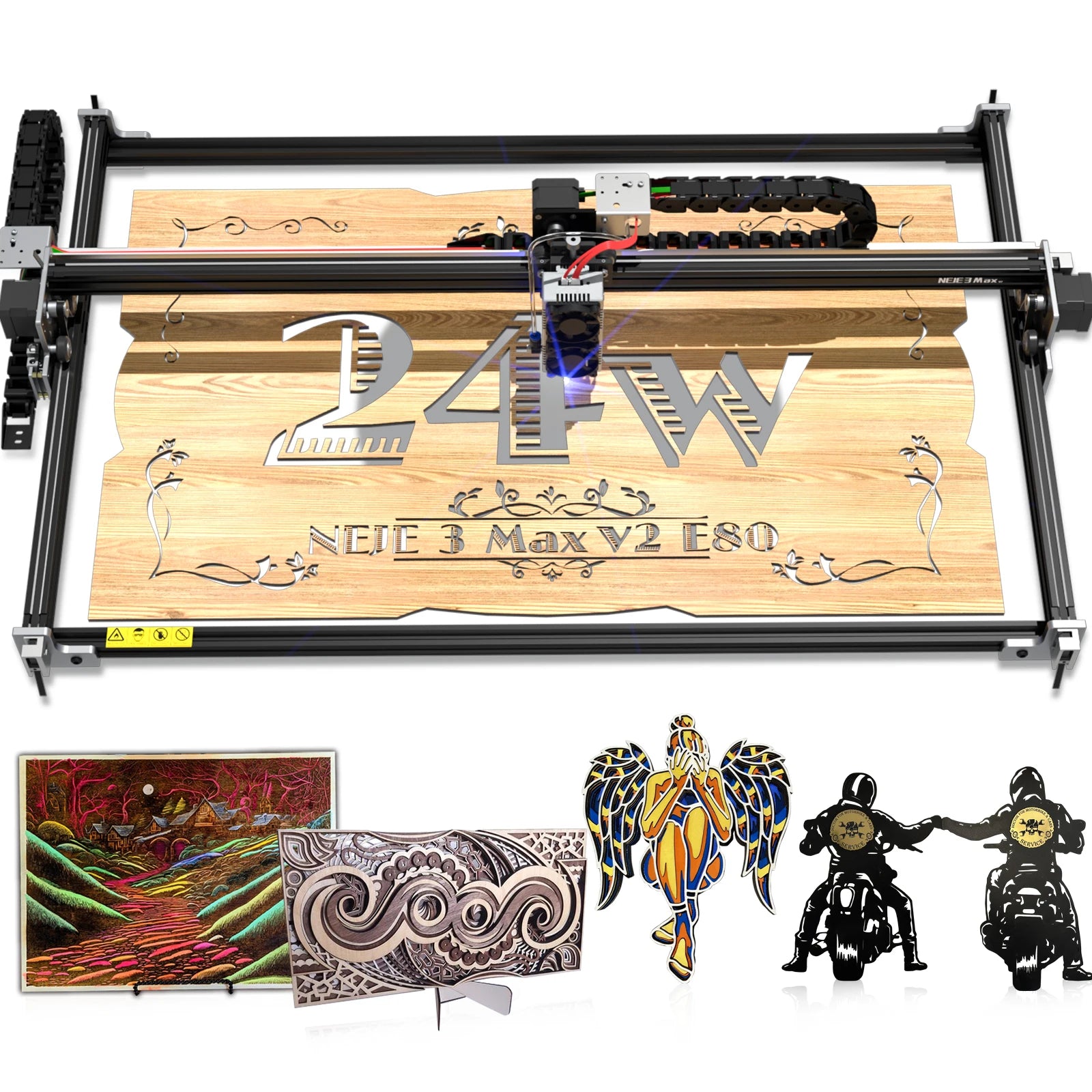 NEJE MAX 5C E80 Laser Engraving Cutting Machine With Y-axis Rotary Roller for Acrylic Leather MDF Metal Paper