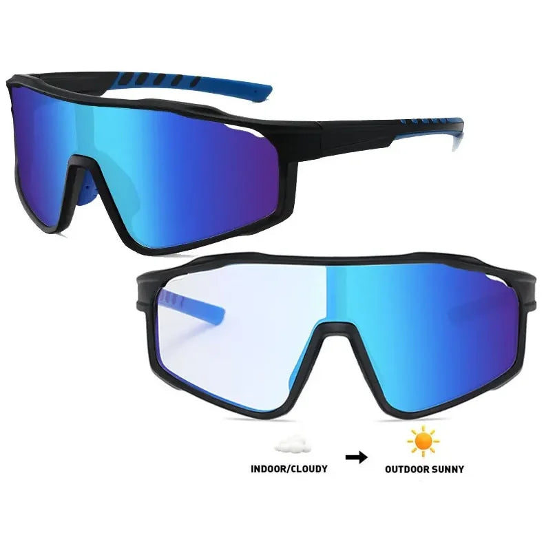 Color Photochromic Unisex Cycling Sunglasses Lightweight PC Frame Full Rim UV400 Protection Outdoor Sports MTB Bicycle