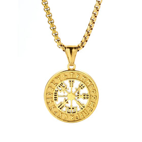 Vintage Norse Mythology Rune Pirate Slavic Small Compass Pendant Necklaces Jewelry